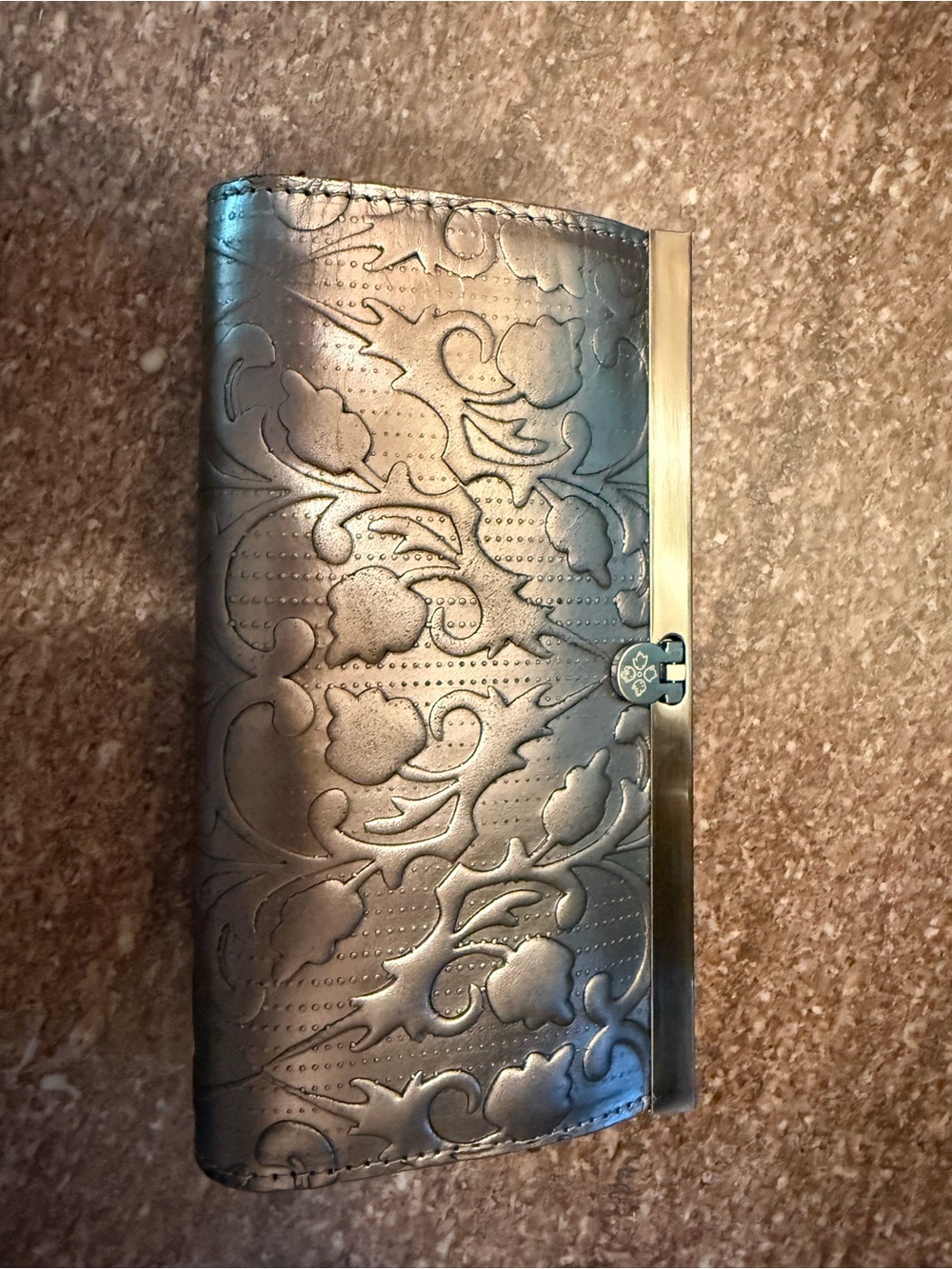 Patricia Nash Metallic Silver Embossed Floral Card Holder Wallet